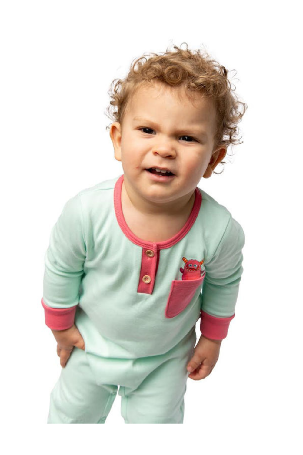 Happy Monster Romper Baby Mint Anti-Slip Babywear | Grippies