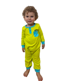 Happy Monster Romper Lime Green Baby Crawling Suit | Grippies