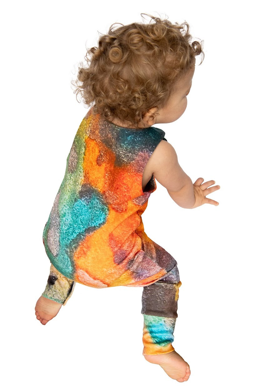 Homemade Watercolor Romper Artistic Baby Outfit | Grippies