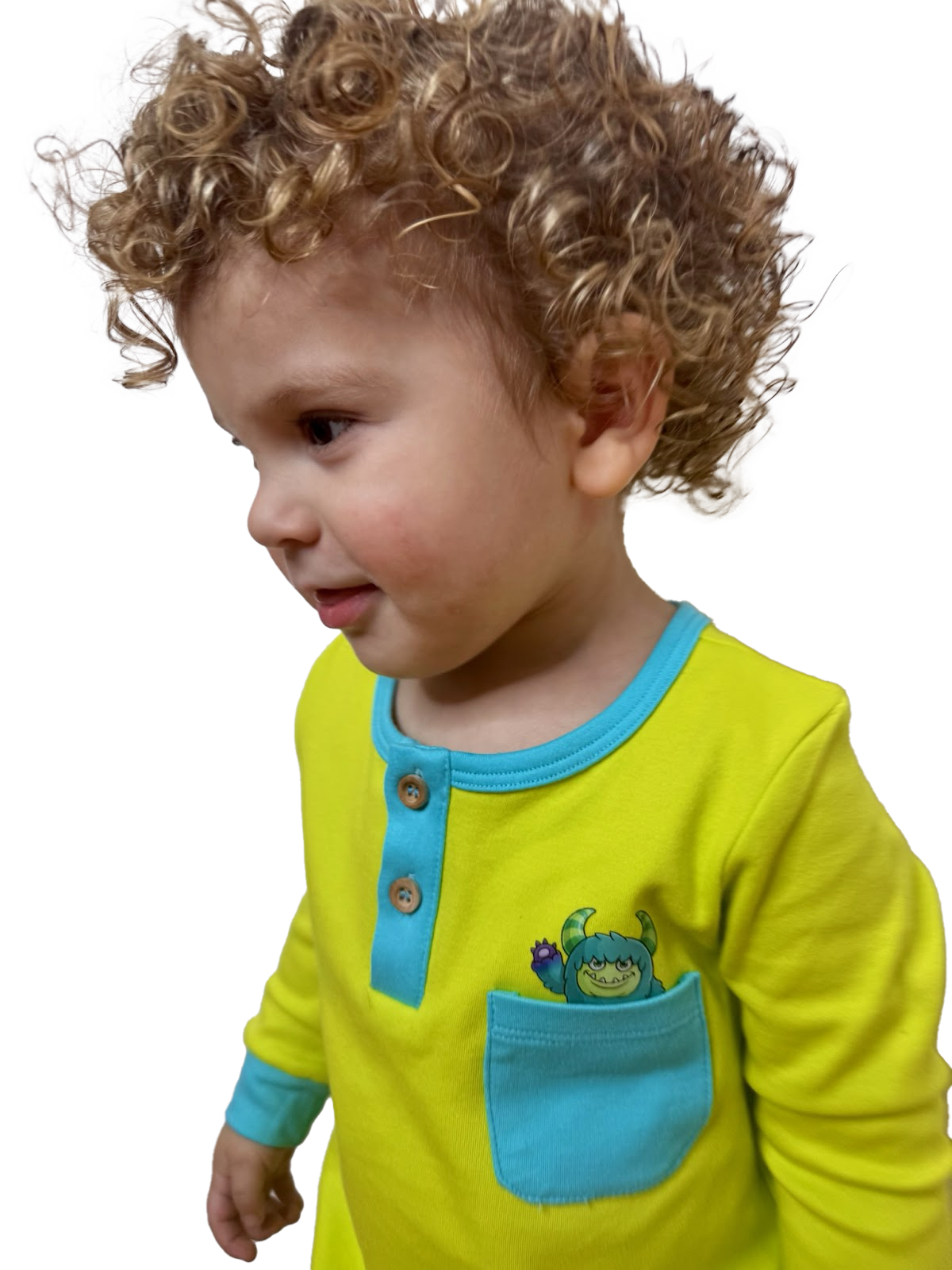 Happy Monster Romper Lime Green Baby Crawling Suit | Grippies
