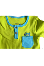Happy Monster Romper Lime Green Baby Crawling Suit | Grippies
